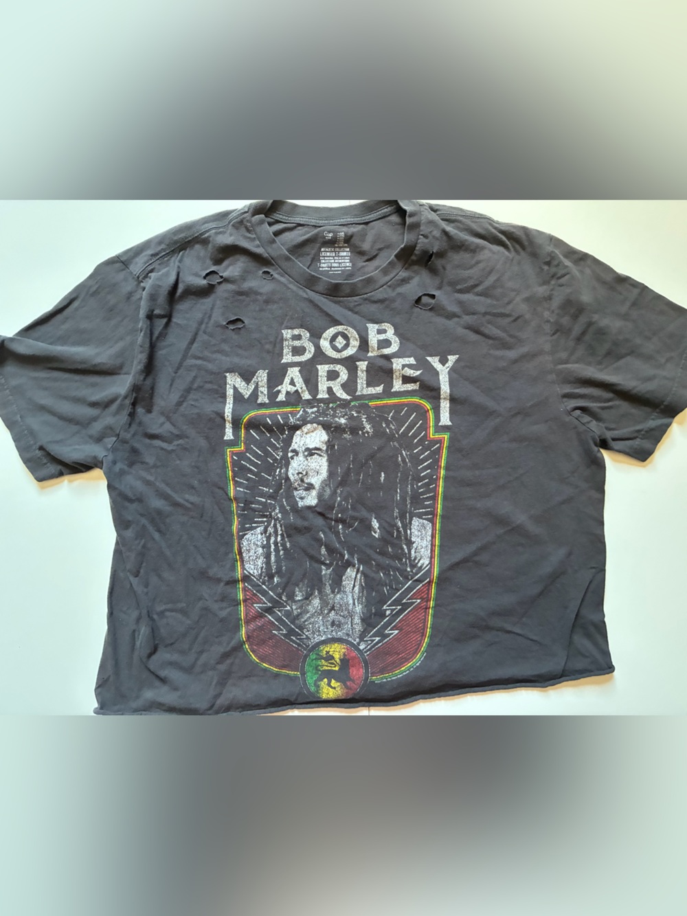 Gap Thrashed Bob Marley Graphic Black Crop T‑Shirt - Size XXL
